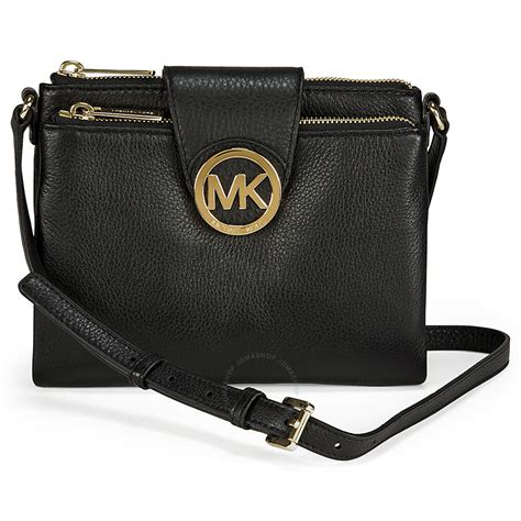 michael kors black logo crossbody|black crossbody purse michael kors.